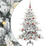 vidaXL - Kunstmatige - Hinged - Kerstboom - Wit - 150 - cm - PVC - en - Staal