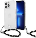Guess PC Script Back Case for Apple iPhone 13 Pro - Transparent with Black Pearls