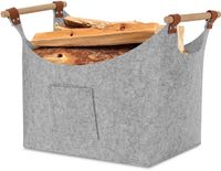SHANEE Sp. z o.o. Houtmand vilt - 45x40x32cm - 3 mm dik vilt - opvouwbare brandhoutmand - Haardhoutopslag - Lichtgrijs