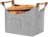 SHANEE Sp. z o.o. Houtmand vilt - 45x40x32cm - 3 mm dik vilt - opvouwbare brandhoutmand - Haardhoutopslag - Lichtgrijs