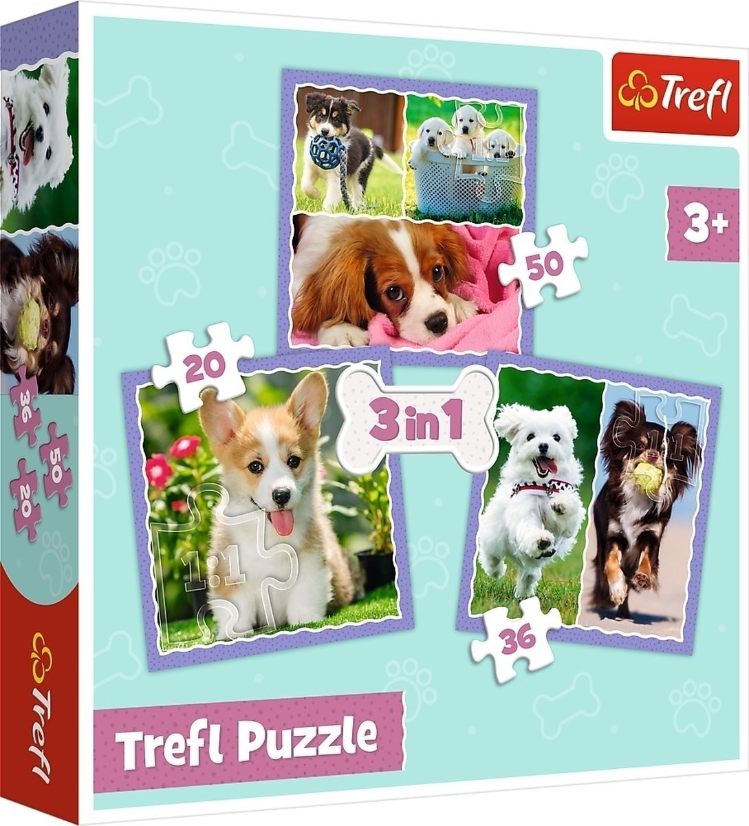 Trefl Honden 3-in-1 puzzel - 20/36/50 stukjes