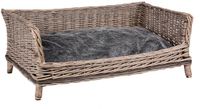 UNUS® Hondenmand rechthoekig grijs-wit gewassen met grijs kussen in 80 cm