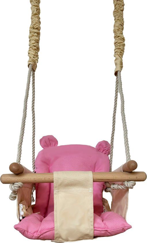 Baby schommel - hout - crème roze - tot 20 kg