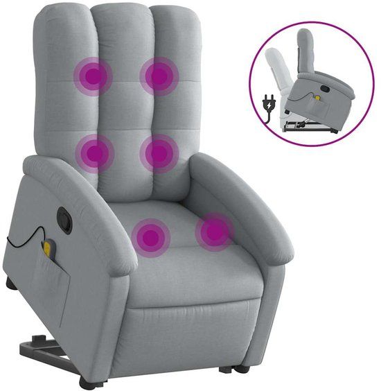 vidaXL Sta-op-massagestoel verstelbaar stof lichtgrijs