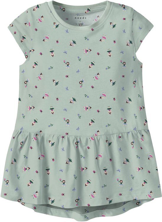 NAME IT - NMFVIGGA CAPSL DRESS F1 NOOS Jurk Meisjes Maat 110 Katoen Print Pale Aqua