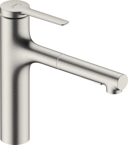 Hansgrohe Zesis M33 Keukenkraan met uitloop hoogte 160 mm, 150° draaibaar, uittrekbaar, 2 straalsoorten, roestvrijstalen afwerking