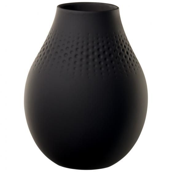 Villeroy & Boch Black Porcelain Jar-Shaped Vase - 20cm