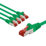 goobay 65998 CAT6 netwerkkabel in 5-delige set/patchkabel afgeschermd S/FTP/CU Ethernet-kabel, PiMF, LSZH/Cat 6 kabel met 10 Gbits/groen/5x 1 m