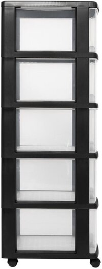 Curver Essentials Ladesysteem - 5x20 liter - Zwart/Transparant