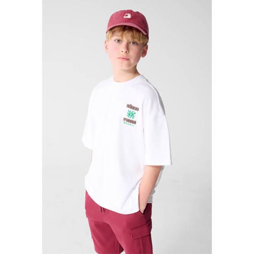 Shoeby T-shirt wit Jongens Katoen Ronde hals Logo - maat 98/104