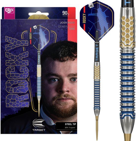 Target Josh Rock G1 Swiss Point 90% - 23 g - Steeltip dartpijl - Blauw/Goud
