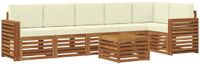 vidaXL - Hoek loungeset - 6 zitplaatsen - Natuurlijk en crème - Polyester