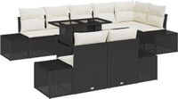 vidaXL Tuinbank Set 9-delig Zwart en Crème Polyrattan