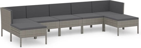 vidaXL 7-delige Loungeset met kussens poly rattan grijs