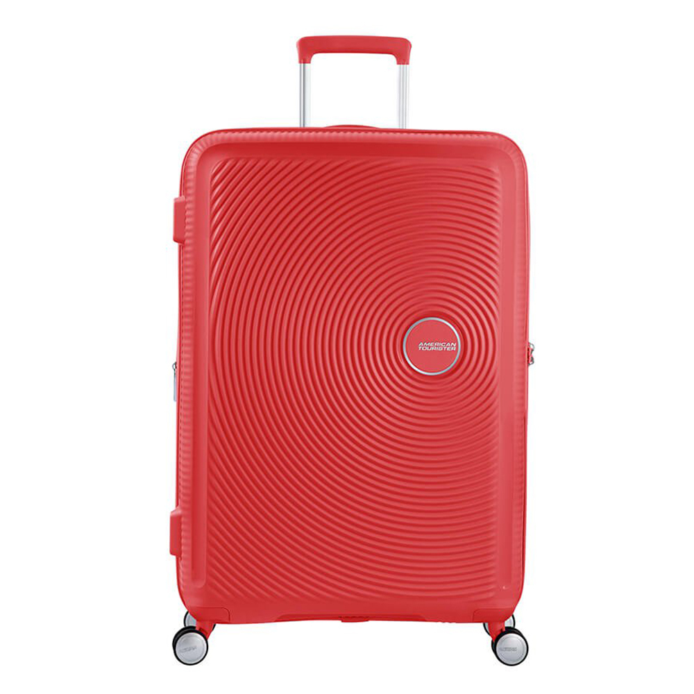 American Tourister Soundbox Spinner 77 Expandable coral red Harde Koffer Rood