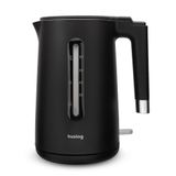 huslog Waterkoker, 1,5 l, 2200 W, Double Wall Cool-Touch roestvrij staal 304, BPA-vrij, met waterniveau-indicator, 360° basis, droogkookbeveiliging, zwart