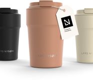 LARS NYSØM Bevægelse Thermos Coffee Mug-to-go 380ml - BPA-vrij met Isolatie - Lekvrije Roestvrijstalen Thermosbeker (Blush Rose)