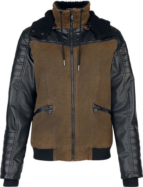 Rock Rebel by EMP Zwart/Olijfgroene Tussenseizoensjas met Capuchon - Dames - XXL