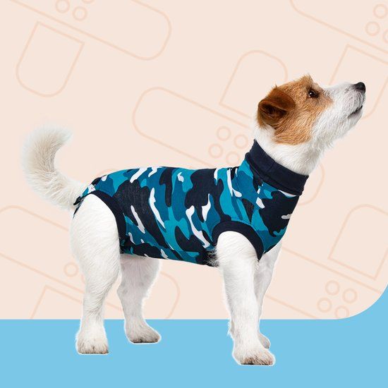Suitical Recovery Suit Hond - XXXS - Blauw Camouflage