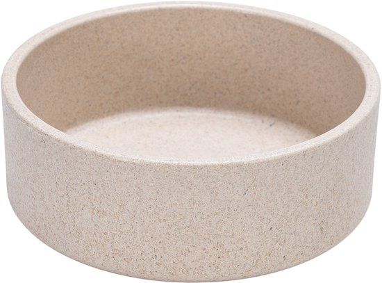 Designed by Lotte Noor Voerbak Hond - Eetbak/Drinkbak - Vaatwasserbestendig - Bamboe - Beige - 12 cm