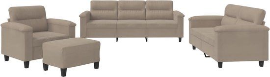 vidaXL 4-delige Loungeset met kussens microvezelstof taupe
