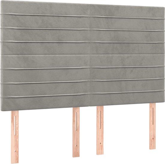 vidaXL Hoofdbord Lichtgrijs Fluweel 144x5x118/128 cm