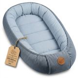 Totsy baby Knus Baby Nestje Pasgeborene – zacht draagbaar en comfortabel Nest voor Ledikant Kinderbed Wieg Babykamer en Onderweg – behaaglijk voor Jongen & Meisje 90x50 cm Jeansblauw Corduroy