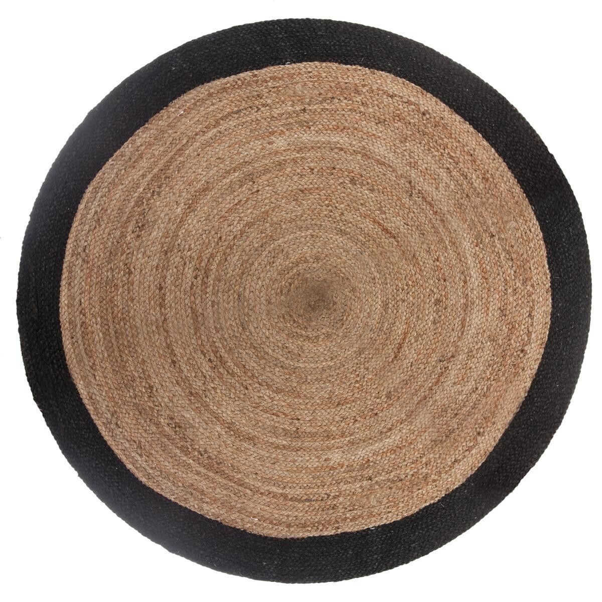 Atmosphera Jute vloerkleed rond met naturel met zwarte rand diameter 120 cm