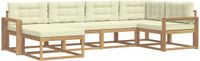 vidaXL - Hoek loungeset - 6 zitplekken - Wit en crèmekleurig - Polyester