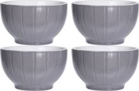 Excellent Houseware Soepkommen/serveer schaaltjes - 4x - Venice- keramiek - D14 x H8 cm - steengrijs
