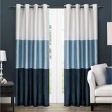 Exclusive Home Chateau gestreepte imitatiezijde gordijnpanelen, 137 x 274 cm, blauw (Indigo)