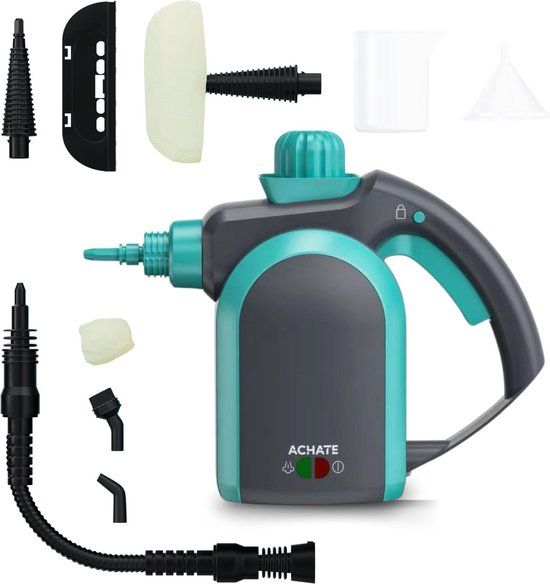 Achaté 12-in-1 Handheld Steam Cleaner - 1000W - 250ml Water Tank - For Bathroom, Kitchen, Furniture, and More