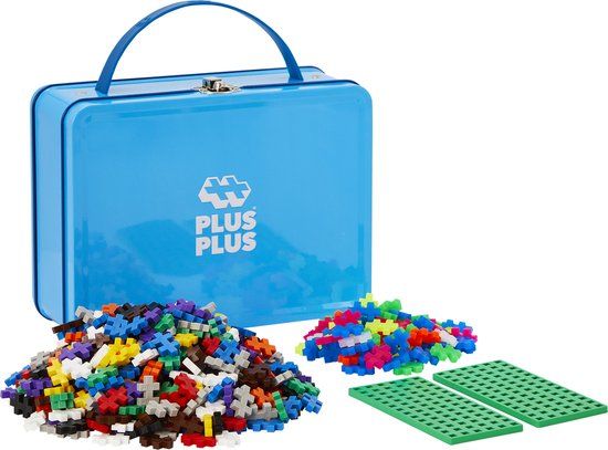PlusPlus Plus-Plus - Basic Reiskoffer Metaal Blauw - 600 Delige Bouwset - Vanaf 5 Jaar