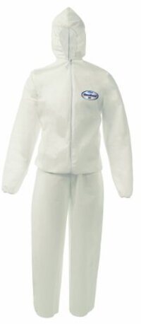 Kimberly Clark Kleenguard A50 lab coat with hood, medium, white (pack of 15)