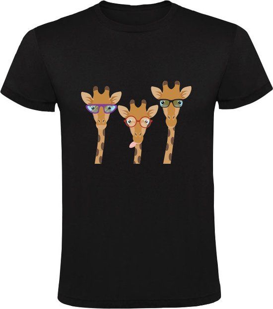 Sol's Giraffen met bril Heren T-shirt Zwart Maat M