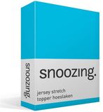 Snoozing Jersey Stretch - Topper - Hoeslaken - Eenpersoons - 90/100x200/220 cm - Turquoise