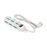 FANTON Triax 474164 Meervoudige contactdoos, 3 geaarde stopcontacten, 6 tweepolige stopcontacten, kabel 1,5 m, hoekstekker 10 A + veiligheidsschakelaar, wit