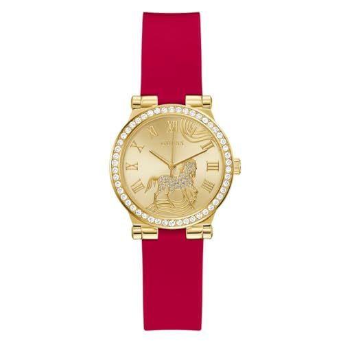 Guess Dameshorloge Fawn rood 32 mm met siliconen armband & 3 bar waterbescherming – GW0937L1
