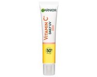Garnier Vitamine C Dagelijkse zonnefluid, SPF 50+, beschermt en corriegeert schade door de zon, compenseert de huidtint, voor gezicht en hals, veganistisch, voor alle huidtypes, Daily UV Glow, 40 ml