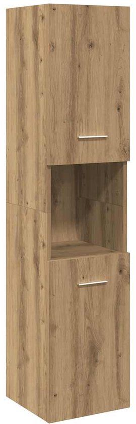 vidaXL Badkamerwandkast - 30x30x130cm - bewerkt - hout - artisanaal - eikenkleur