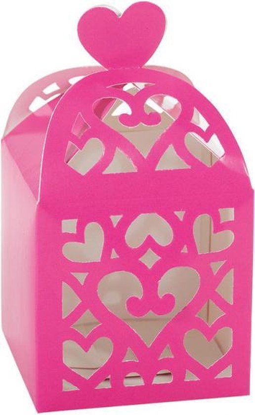 Amscan - 50 Favour Boxes - Bright Pink - 6.3 x 6.3 x 6.3 cm