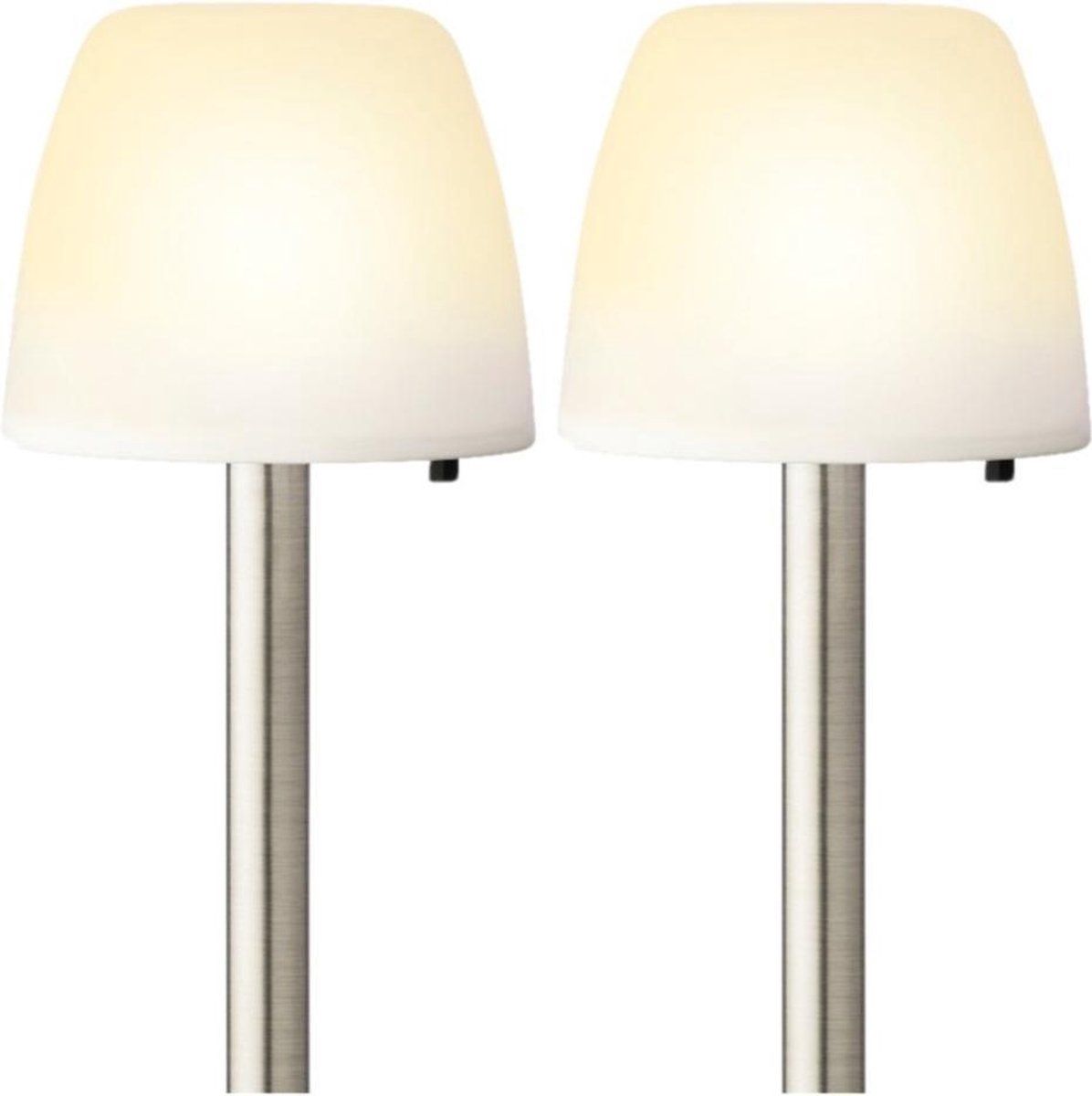 Lumineo Set van 6 Solar Tuinlampen/Prikspots - 28 cm - Zilver