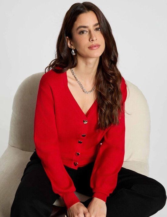 Morgan - Fitted V-neck cardigan 261-Mlike Red