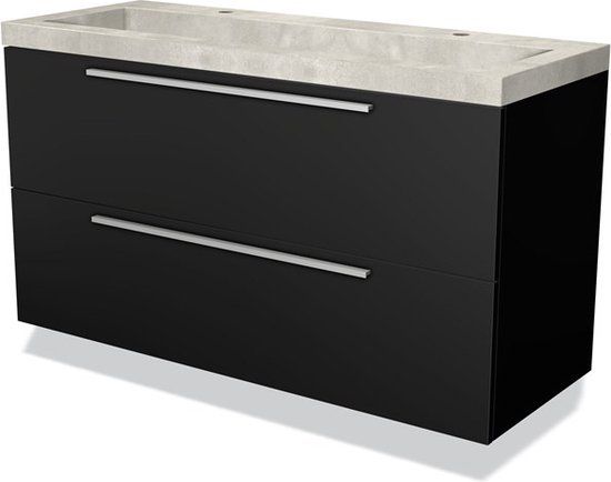 Maxaro Modulo Badkamermeubel 120 cm Mat Zwart Beton - 2 Lades