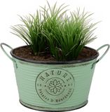 Sunnydays Plantenpot - Zink - Rond - Jadegroen - D22 x H12 cm