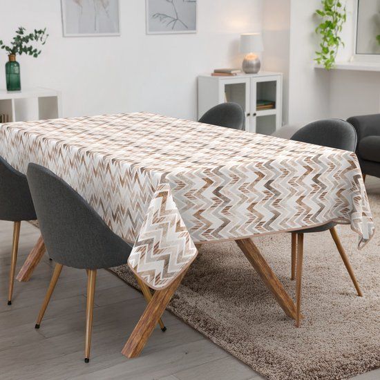 ANRO Tafelkleed Zigzag Bruin 240x140cm