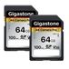 GIGASTONE 64GB 2-pack SD-kaart, V30 SDXC-geheugenkaart, hoge snelheid met 4K Ultra HD UHD-video, compatibel met Canon Nikon Sony Pentax Kodak Olympus Panasonic Digital Camera