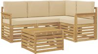 vidaXL - Buiten - bank - set - 5 - st - Wit - en - Beige - Polyester