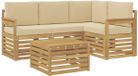 vidaXL - Buiten - bank - set - 5 - st - Wit - en - Beige - Polyester