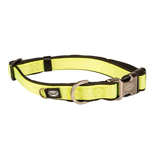 Duvoplus Duvoplus Ga me Explor North-hondenhalsband, comfortabel, modern design, maat 40-65 cm, 25 mm, neongeel, ideaal voor wandeltochten en avontuurlijke expedities